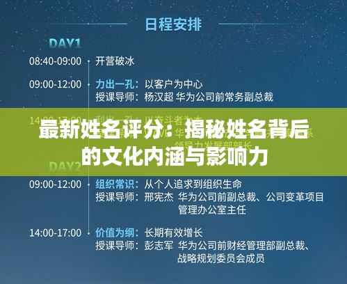 最新姓名评分：揭秘姓名背后的文化内涵与影响力