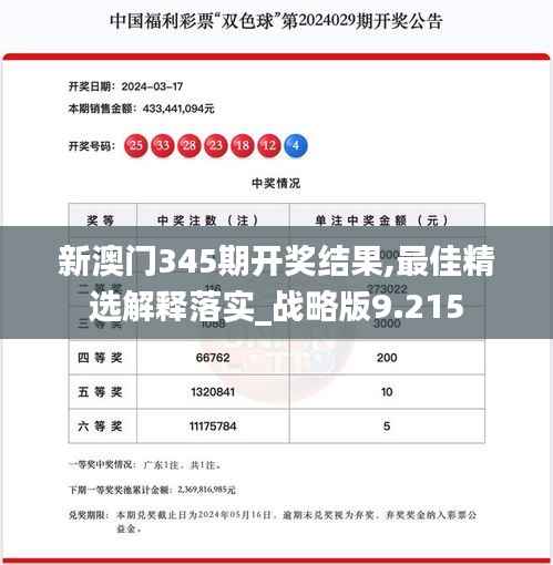 新澳门345期开奖结果,最佳精选解释落实_战略版9.215