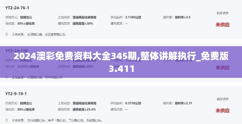 2024澳彩免费资料大全345期,整体讲解执行_免费版3.411