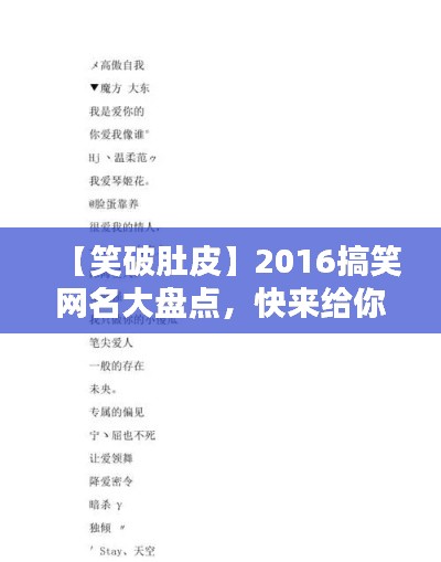 【笑破肚皮】2016搞笑网名大盘点,快来给你的ID换新装!