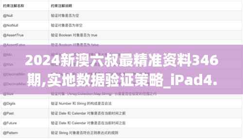 2024新澳六叔最精准资料346期,实地数据验证策略_iPad4.601