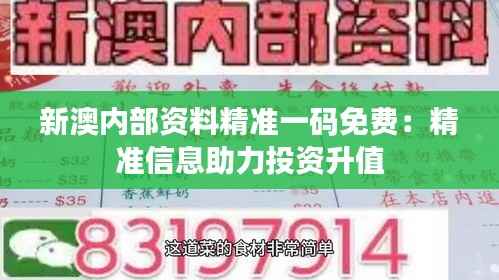 新澳内部资料精准一码免费：精准信息助力投资升值