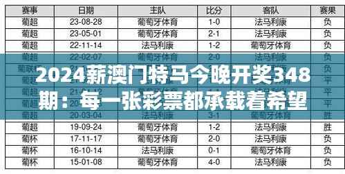 2024薪澳门特马今晚开奖348期：每一张彩票都承载着希望