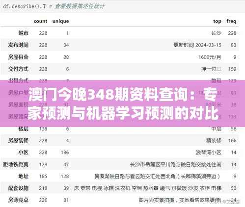 澳门今晚348期资料查询：专家预测与机器学习预测的对比分析