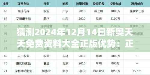 猜测2024年12月14日新奥天天免费资料大全正版优势：正版资料的公平性与可持续性