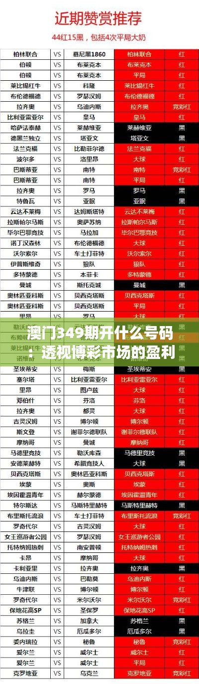 澳门349期开什么号码:透视博彩市场的盈利法则