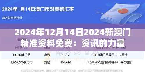 2024年12月14日2024新澳门精准资料免费:资讯的力量