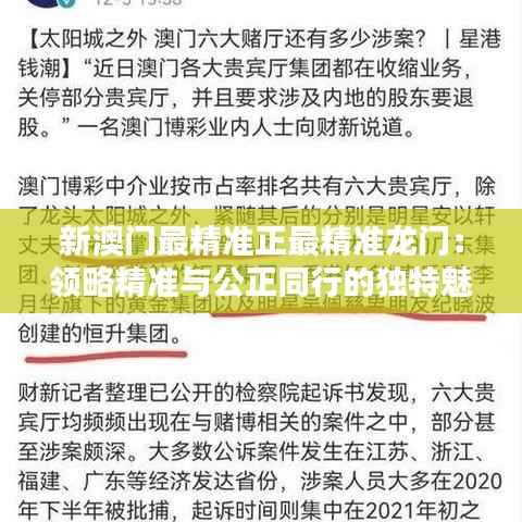新澳门最精准正最精准龙门:领略精准与公正同行的独特魅力