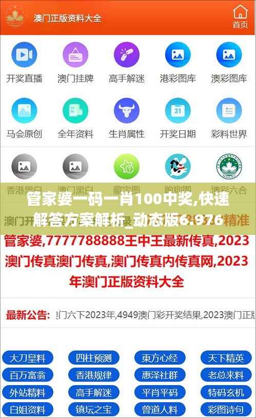 管家婆一码一肖100中奖,快速解答方案解析_动态版6.976
