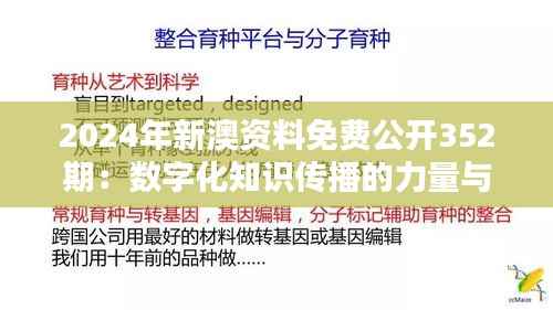 2024年新澳资料免费公开352期:数字化知识传播的力量与挑战