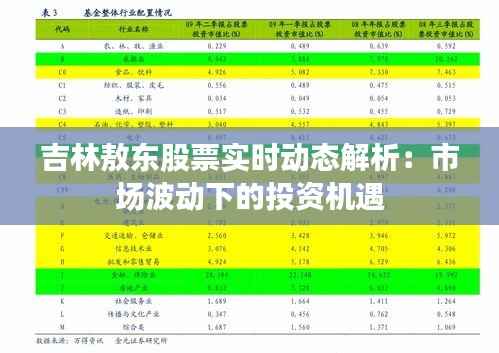吉林敖东股票实时动态解析：市场波动下的投资机遇