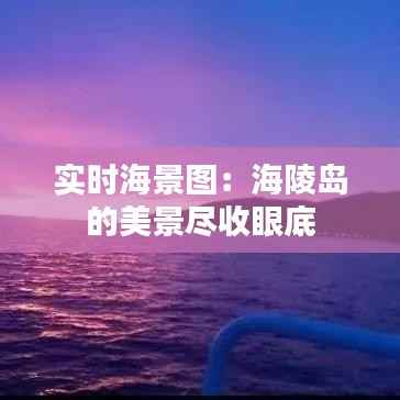 实时海景图：海陵岛的美景尽收眼底