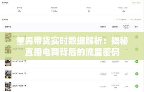 董男带货实时数据解析:揭秘直播电商背后的流量密码