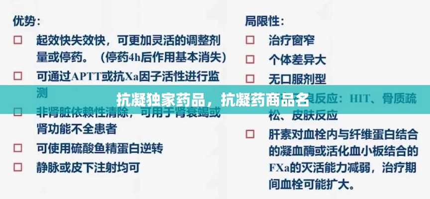 抗凝独家药品，抗凝药商品名 