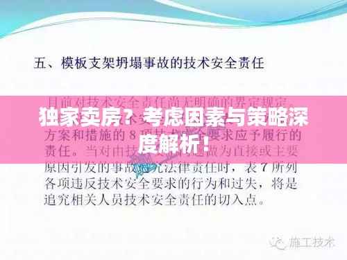 独家卖房？考虑因素与策略深度解析！