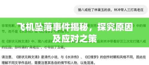 飞机坠落事件揭秘，探究原因及应对之策