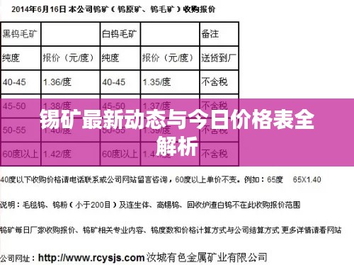 锡矿最新动态与今日价格表全解析