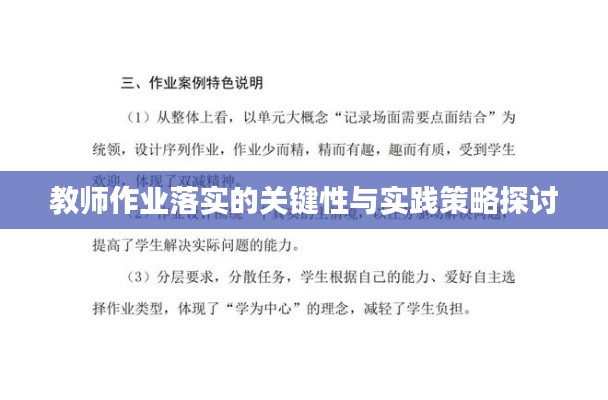 教师作业落实的关键性与实践策略探讨