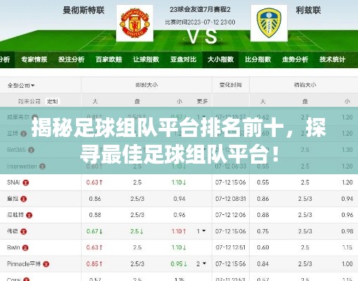 揭秘足球组队平台排名前十，探寻最佳足球组队平台！