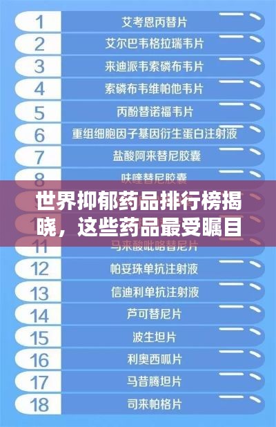 世界抑郁药品排行榜揭晓，这些药品最受瞩目