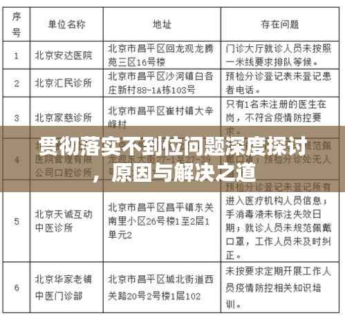 贯彻落实不到位问题深度探讨，原因与解决之道