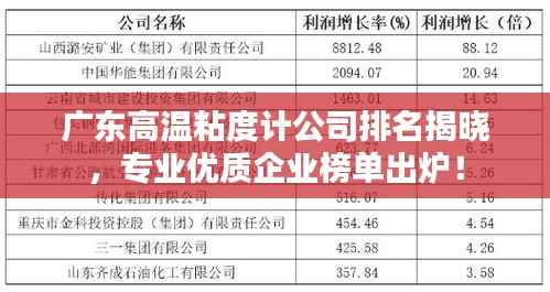 广东高温粘度计公司排名揭晓，专业优质企业榜单出炉！