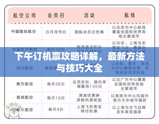 下午订机票攻略详解，最新方法与技巧大全