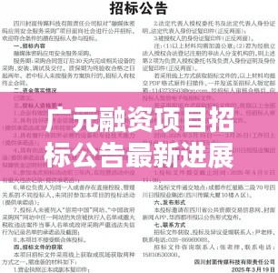 广元融资项目招标公告最新进展，掌握最新动态，洞悉招标细节