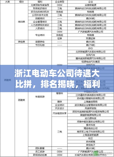 浙江电动车公司待遇大比拼,排名揭晓,福利惊人!