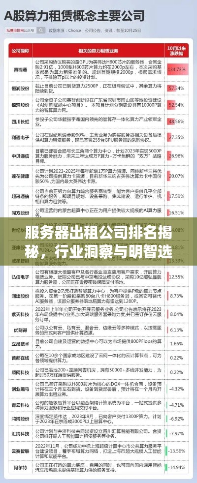 服务器出租公司排名揭秘，行业洞察与明智选择策略