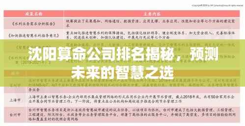 沈阳算命公司排名揭秘，预测未来的智慧之选