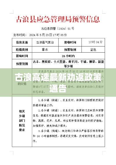 古浪高速最新劝返政策通告
