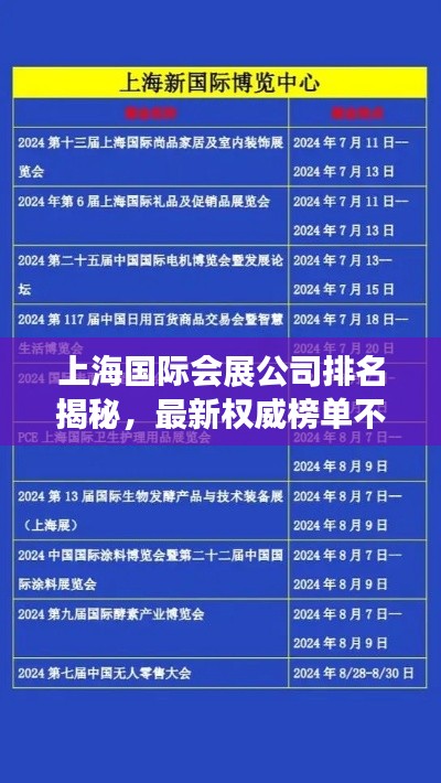 上海国际会展公司排名揭秘，最新权威榜单不容错过